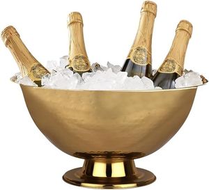 Exclusive Gold Hammered Stainless Steel Champagne <b>Bucket</b> Wine Cooler Ice Tub Stylish Metal Beverage Tub For Weddings Parties - Product Image 1