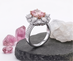 Fancy Pink Oval La Grown Diamond <b>Ring</b> Halo Diamond <b>Ring</b> for Women Wedding Engagement Bridal Fine Jewelry <b>cocktail</b> <b>ring</b> - Product Image 4