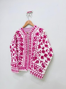 Veste en coton brodée de fleurs bohèmes, col rond, manches longues, vêtements décontractés pour adultes, vêtements de printemps - Product Image 2