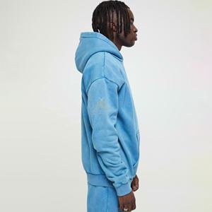 Sudadera con capucha de peso pesado Fabricante Distressed Vintage Oversized Pullover Hoodie Sun Faded Stone Acid Wash Hoodie algodón mezclado - Product Image 4