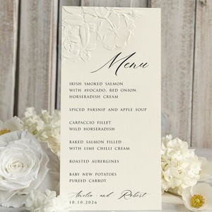 Ivory Embossed Floral <b>Table</b> Number <b>Card</b> Rectangle Wedding Escort Name Menu <b>Card</b> - Product Image 4