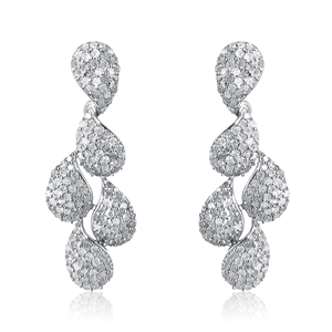 2.52 Cttw Round Cut White Natural Diamond Teardrop <b>Dangle</b> <b>Earrings</b> for Womens 925 Sterling <b>Silver</b>, G-H Color I Clarity, Prong - Product Image 2