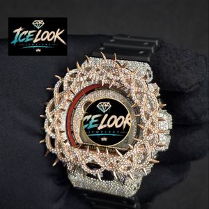 Montre à quartz incrustée de diamants, montre-bracelet numérique LED, chronographe résistant aux chocs, cadran à pointes, style bracelet - Product Image 2