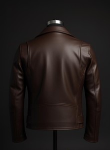 Men Dark Coffee Genuine Leather Biker <b>Jacket</b> Fashion Motorcycle Style <b>Jacket</b> - Product Image 2