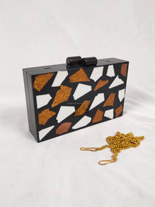 Pochette en résine acrylique à motif géométrique vintage, sac à main en acrylique perlé pour femme - Product Image 2