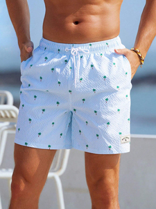 Shorts de plage d'été personnalisés grande taille pour hommes, short de surf et de bain respirant à séchage rapide, taille élastique, en coton/polyester - Product Image 1