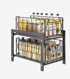 OEM/ODM Vietnam Double Layer Pull Out <b>Basket</b> Drawer <b>Sink</b> Storage Rack Metal Kitchen Organizer Shelf - Product Image 1