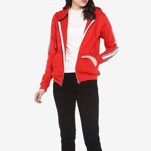 Sudadera con capucha de algodón 100% para mujer, con cremallera completa, logotipo personalizado, manga larga, para fitness, running y deportes casuales. - Product Image 6