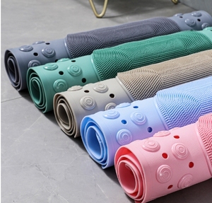 Non Slip PVC Shower <b>Mat</b> Suction Cup Bath Rug Waterproof Bathroom Floor <b>Mat</b> <b>Roll</b> Up Design - Product Image 1
