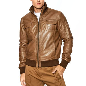 OEM Service <b>Men's</b> Black Genuine <b>Leather</b> <b>Jacket</b> With Fur Collar And Cuffs Zipper Closure Winter <b>Leather</b> <b>Jacket</b> For Online Sale - Product Image 6
