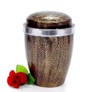 Urna Funeraria Internacional Falah, Estilo Clásico Forestal Marrón Plateado con Grabado de Flores, para Cenizas de Adultos - Product Image 5