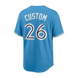 Camiseta de béisbol sublimada personalizada del fabricante, uniforme deportivo para hombre, camiseta azul claro, ropa deportiva transpirable. - Product Image 2