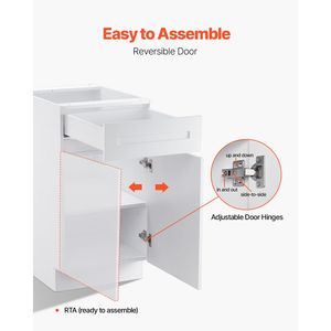 Mobile Base con Cassetti Moderno Bianco Stile Shaker da 18 Pollici, Non Assemblato, 24 Pollici L x 34,5 Pollici H, Pronto per il Montaggio - Product Image 6