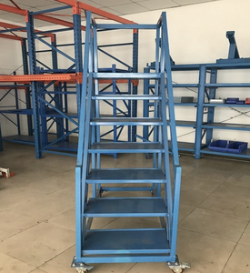 Hot Sale Mobile Safety Step Work Platform <b>Ladder</b> Heavy Duty Steel Foldable Industrial Warehouse <b>Ladder</b> with Handrails - Product Image 4