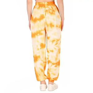 Orange-Color Sublimation-Printed Tie-Dye <b>Women</b> Breathable Fashion Cotton-Drawstring Sweat Pants Track Gym <b>Baggy</b> Fleece Pants - Product Image 5