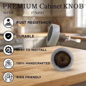 Modern Round Marble Cabinet Knobs with Wood Core Minimalist Design for Living Room Furniture Easy Installation - Product Image 2