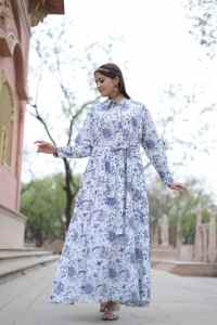 Vestido corto indio hecho a mano con estampado de bloques de algodón para mujer, vestido elegante para fiesta, regalo de novia personalizado para ella en oferta - Product Image 3