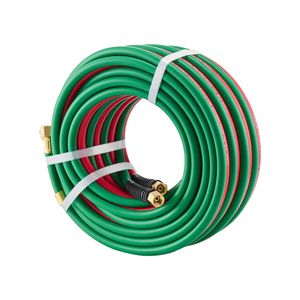 Tubo per ossigeno e acetilene da 1/4 di pollice x 50 piedi, con raccordo 9/16'' 18 B, torcia per saldatura e taglio di grado T, doppio tubo 300 PSI per saldatura e brasatura - Product Image 1