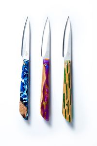 Couteau d'office en acier Damas japonais haute dureté, manche en bois stabilisé et résine, couteau à fruits aiguisé pour cuisine domestique - Product Image 4