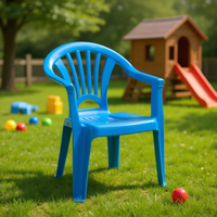 Silla Infantil de Plástico Resistente para Jardín, Redonda, de Estilo Contemporáneo, Color Azul