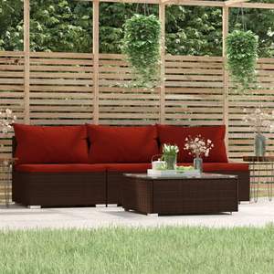 Ensemble de salon de jardin modulaire moyen en rotin PE marron - Product Image 1