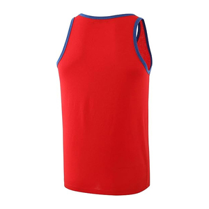 Débardeur tricoté à col rond rayé rouge pour homme, décontracté, sans manches, en coton côtelé respirant, séchage rapide, imprimé par sublimation, tendance - Product Image 2