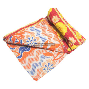 Premium <b>Indian</b> Authentic Vintage Artisan Thick Blanket <b>Throw</b> Patchwork Kantha Quilt <b>Indian</b> Reversible Hand Stitched Heavy <b>Throw</b> - Product Image 1