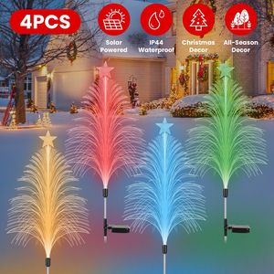 4-Pack 7 Color Changing Solar Christmas <b>Tree</b> <b>Lights</b> Outdoor Optical Fiber Stake <b>Lights</b> Cedar <b>Tree</b> Topper Star IP44 Garden <b>Lights</b> - Product Image 1