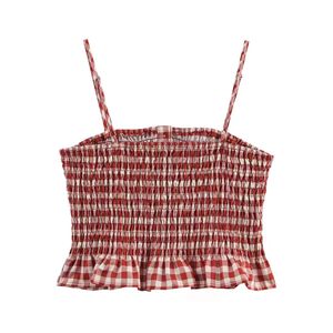 Débardeur de yoga ajusté pour femme avec imprimé écossais rouge en tissu tricoté respirant et à séchage rapide - Product Image 2