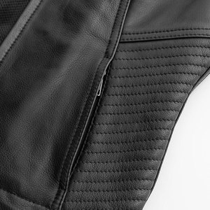 Chaleco de Motocicleta Salva Leather para Mujer, de Cuero Genuino Transpirable, Cuello Mao, Cierre de Cremallera, Color Sólido, Largo Regular - Product Image 5