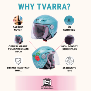 Casco Abierto para Mujer TVARRA Lilt con Certificación ISI y DOT (EE. UU.), Ajuste Extremadamente Cómodo con Visera Transparente - Product Image 4