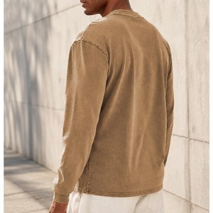 Nouvelle Arrivée 2026 – Sweat-shirt Unisexe Col Rond Effet Délavé Marron Vintage à Manches Longues Brodé 100% Coton Biologique Décontracté - Product Image 5