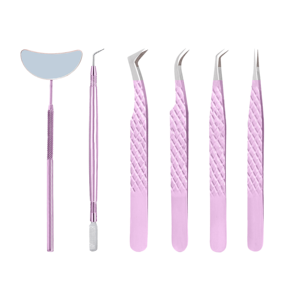 Custom Logo <b>Pink</b> Eyelash Tweezers Set Stainless Steel Volume Tip Lash Extension <b>Tools</b> Private Label Wholesale <b>Kit</b> - Product Image 1