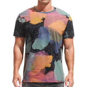 Men's Short Sleeve O-Neck T-<b>Shirt</b> With Hand-Painted Pattern Regular Fit Casual Style 100% Cotton Jersey Fabric - Product Image 1
