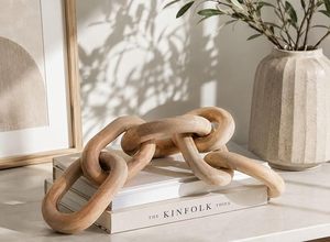 Décoration murale multi-pièces Aqdus Saleem en bois, motif feuillage à maillons, style rustique moderne, pour table ou mur, décoration intérieure - Product Image 4