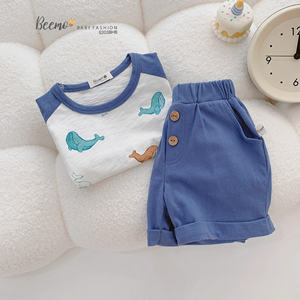 Conjuntos de Ropa de Verano para Niños Pequeños, Camiseta de Manga Corta con Estampado de Dibujos Animados, Hechos en Vietnam con Algodón, Ropa Casual para el Hogar - Product Image 5