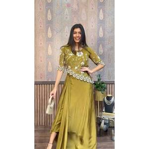 Indo-Western Trending Party Wear with Sequence Embroidery Crepe Fabric - Product Image 5