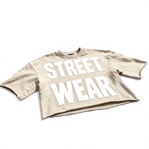 Camiseta Personalizada con Estampado, 280-300 g/m², Corte Cuadrado, Estilo Vintage, Efecto Desgastado por el Sol, Cuello Redondo, Hombros Caídos, Estilo Holgado - Product Image 4