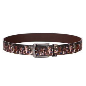 Ceinture formelle pour homme en cuir de vachette véritable, style vintage, avec boucle rectangulaire en cuivre, écologique, bleu marine uni, durable, moulage monobloc - Product Image 4