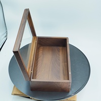 Boîte à bijoux artisanale en bois de noyer massif avec couvercle en verre, vitrine de présentation, organisateur de montres, rangement de bureau, décoration d'intérieur, objet d'art