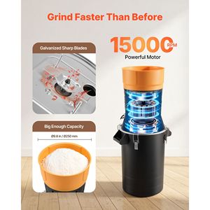 Macinino Elettrico Professionale da 600W ad Alta Potenza per Spezie, Polverizzatore Commerciale da 6.6 Galloni, Macchina per Polveri, Mulino Elettrico Galvanizzato per Cereali - Product Image 4