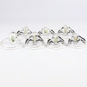 Pulsera Artesanal de Prehnita Natural con Cuentas Decorativas y Baño de Plata 925 sobre Latón, Estilo Bohemio Vintage Cristiano para Mujer - Product Image 3