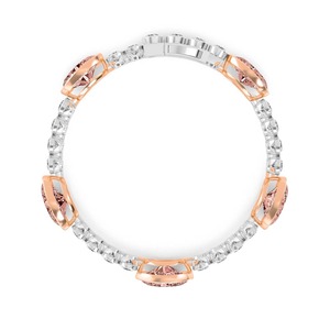 Bracelet station ovale en or rose 9 carats avec diamants roses et ronds de laboratoire, 23,24 CTW - Product Image 2