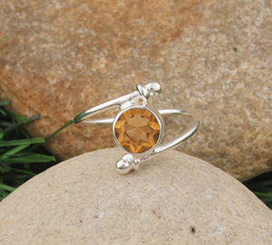 Bague en argent sterling 925 avec citrine naturelle sertie en bélière, pierre précieuse jaune taillée, bijoux de naissance de novembre pour femmes, vente en gros pour les fêtes - Product Image 3