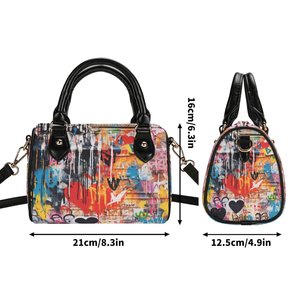 Sac de bowling pour femme en cuir PU imprimé, sac à bandoulière tendance avec deux poignées, fermeture éclair, sac à main pour usage quotidien - Product Image 5