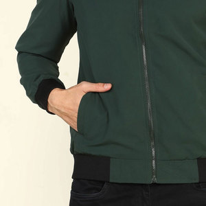 <b>Men's</b> Green Bomber <b>Jacket</b> Regular Fit Zipper Closure Stand Collar Casual Style Winter Wear Reversible Windproof Eco-Friendly - Product Image 5