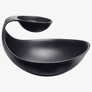 Bol à collation et à salade noir à 2 niveaux - Plat de service décoratif pour noix, chips et sauces - Bol en métal - Product Image 6