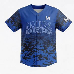 Maillot de baseball personnalisé par sublimation, camouflage numérique vert néon noir, vêtements d'équipe athlétique MALUZA INDUSTRIES - Product Image 1