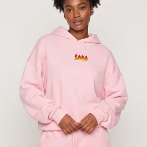 Sweat-shirts à capuche roses personnalisés de qualité supérieure pour femmes, coupe ample, décontractés, en coton, à épaules tombantes, pour l'automne - Product Image 1