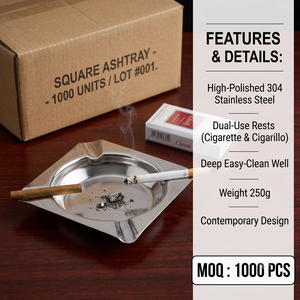 Premium Classic Design Square Ashtray Rustproof and Heat Resistant Made of Stainless Steel for Cigarettes Smoking - Product Image 3
